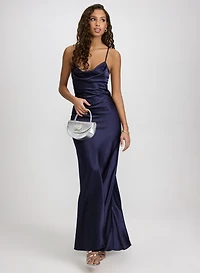 Cowl Neck Satin Dress
