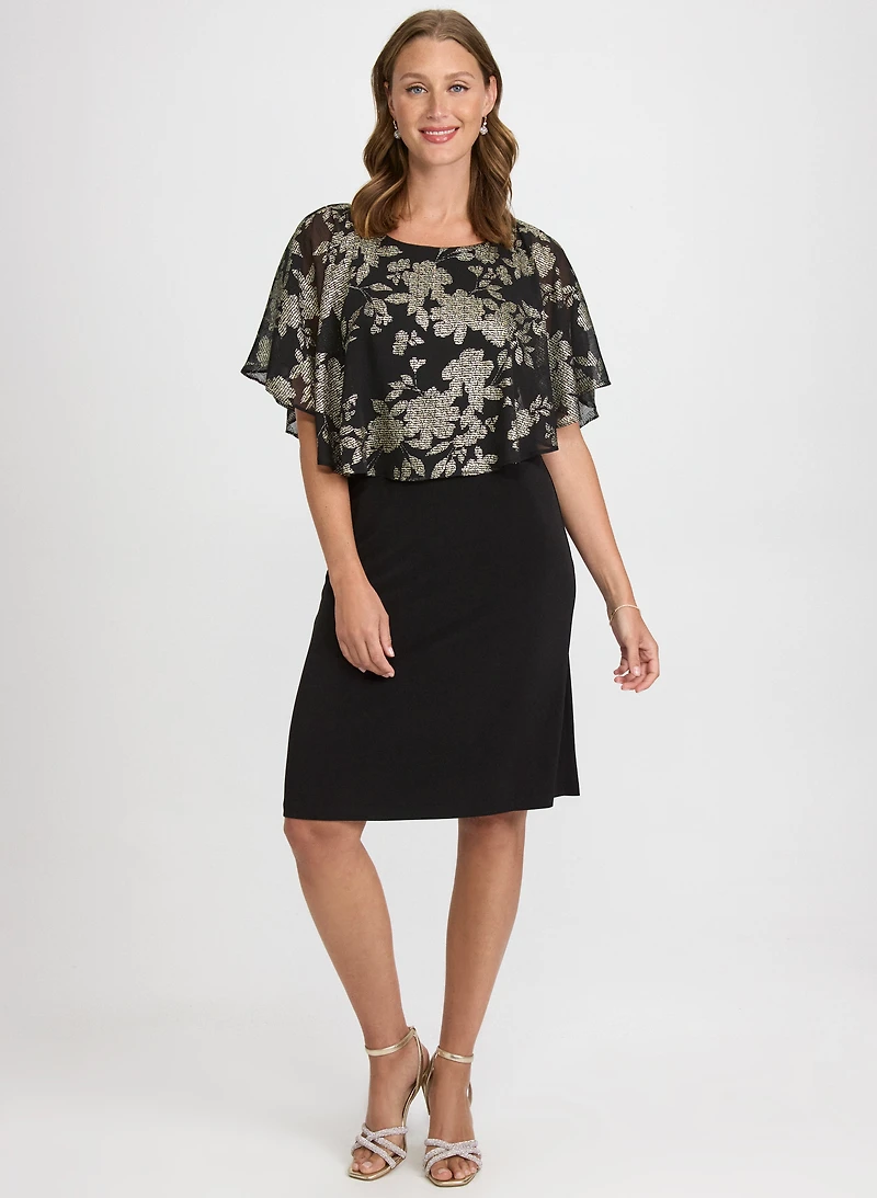 Robe à effet superposé floral métallique