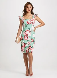 Frilled Floral Print Dress