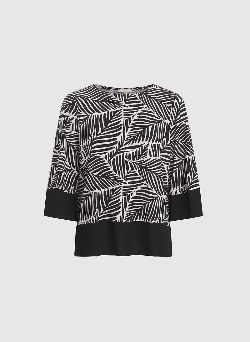 Contrast Leaf Print Top