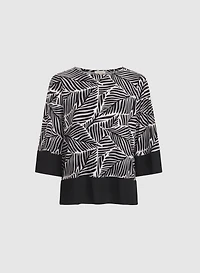 Contrast Leaf Print Top
