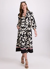 Robe midi florale à ceinture