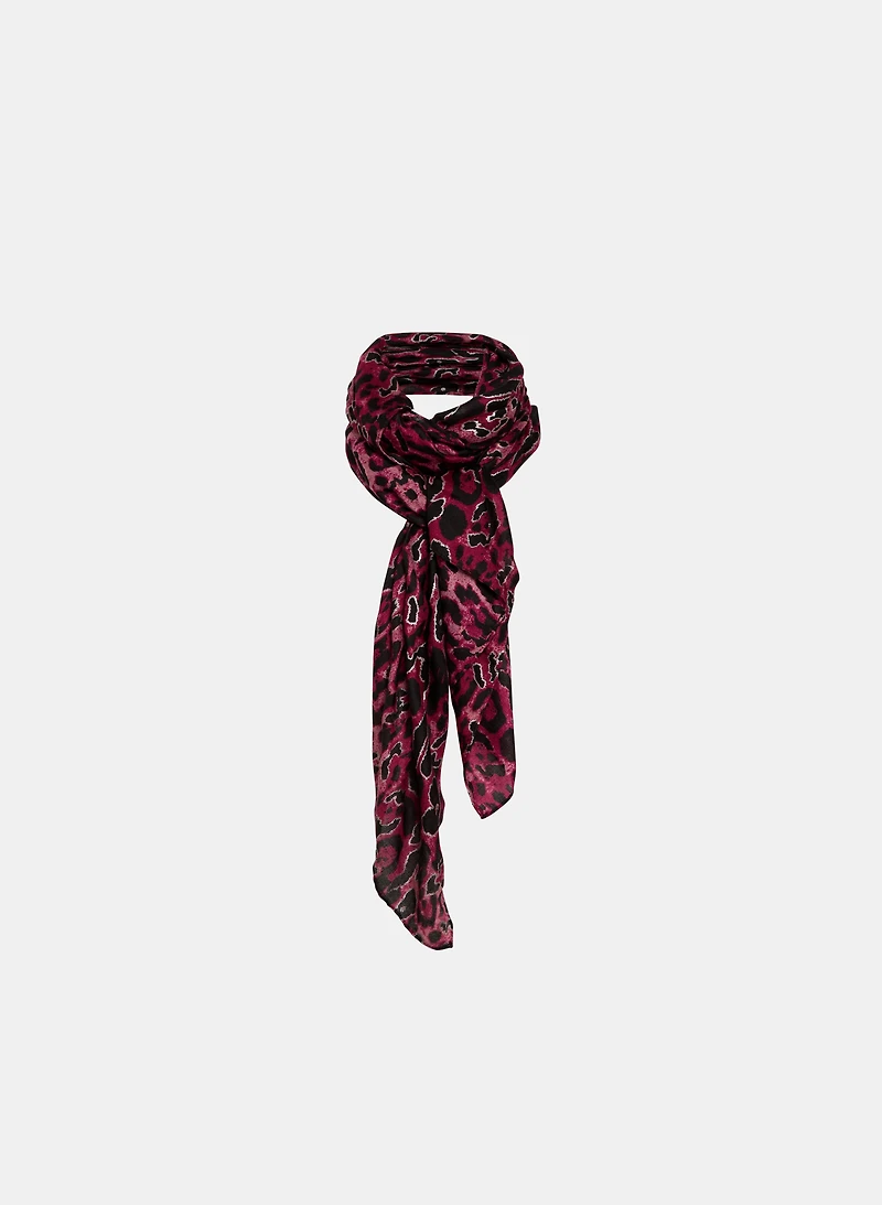 Cheetah Print Fringe Detail Scarf
