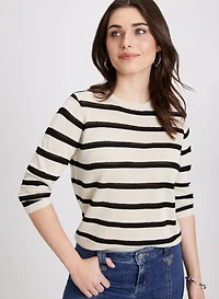 Pull rayé en tricot pointelle