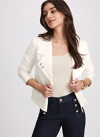 Vex - Veste en faux suède à col cranté et strass