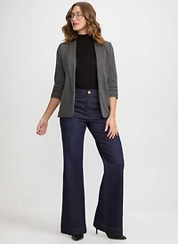 Pinstripe Shawl Collar Jacket & Button Tab Jeans