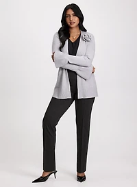 Rosette Detail Cardigan & Slim-Leg Pants