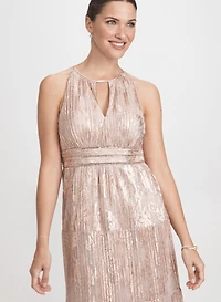 Metallic Halter Neck Dress