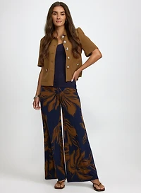 Veste à manches coude en sergé et pantalon à motif floral