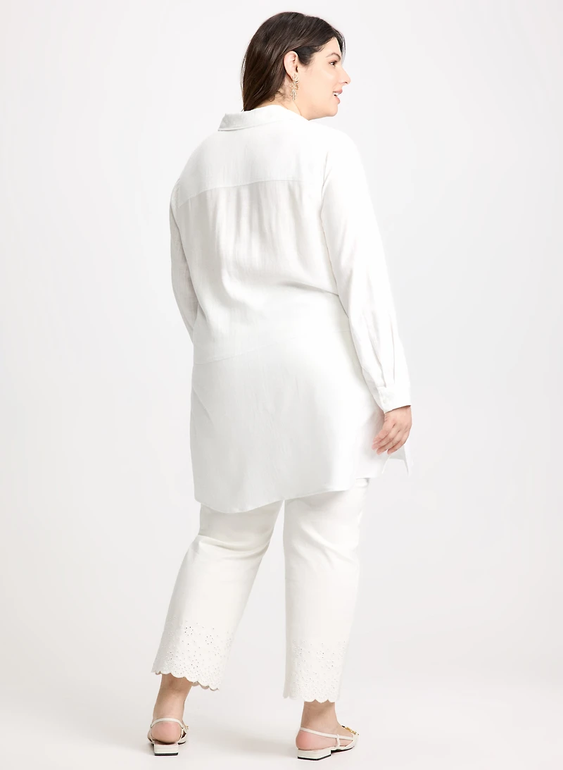 Linen Blend Button-Down Tunic