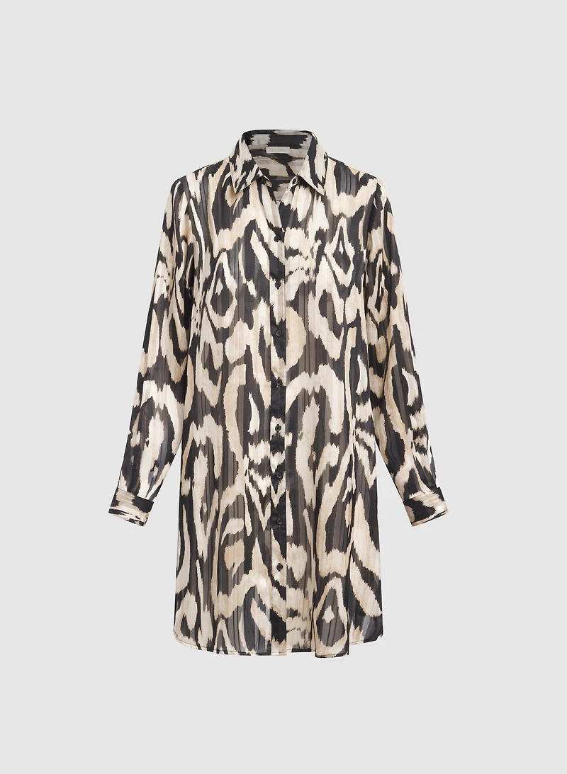 Printed Button-Down Tunic