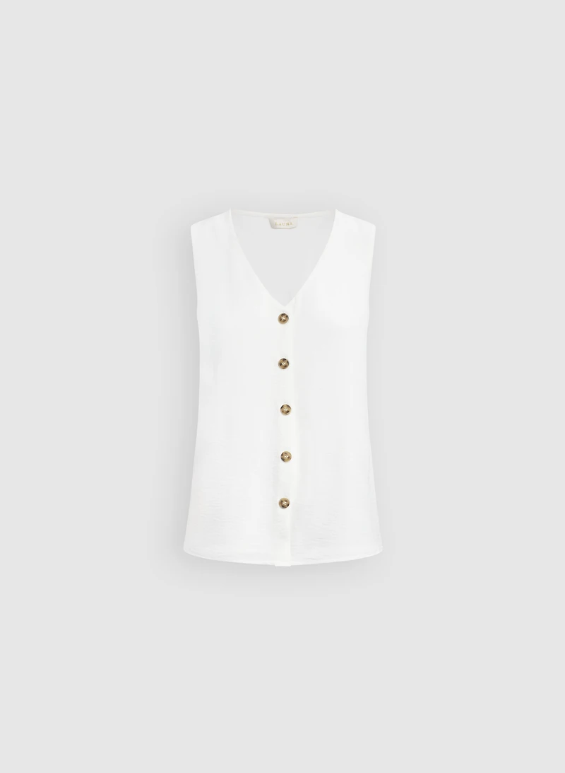 Sleeveless Button-Down Blouse