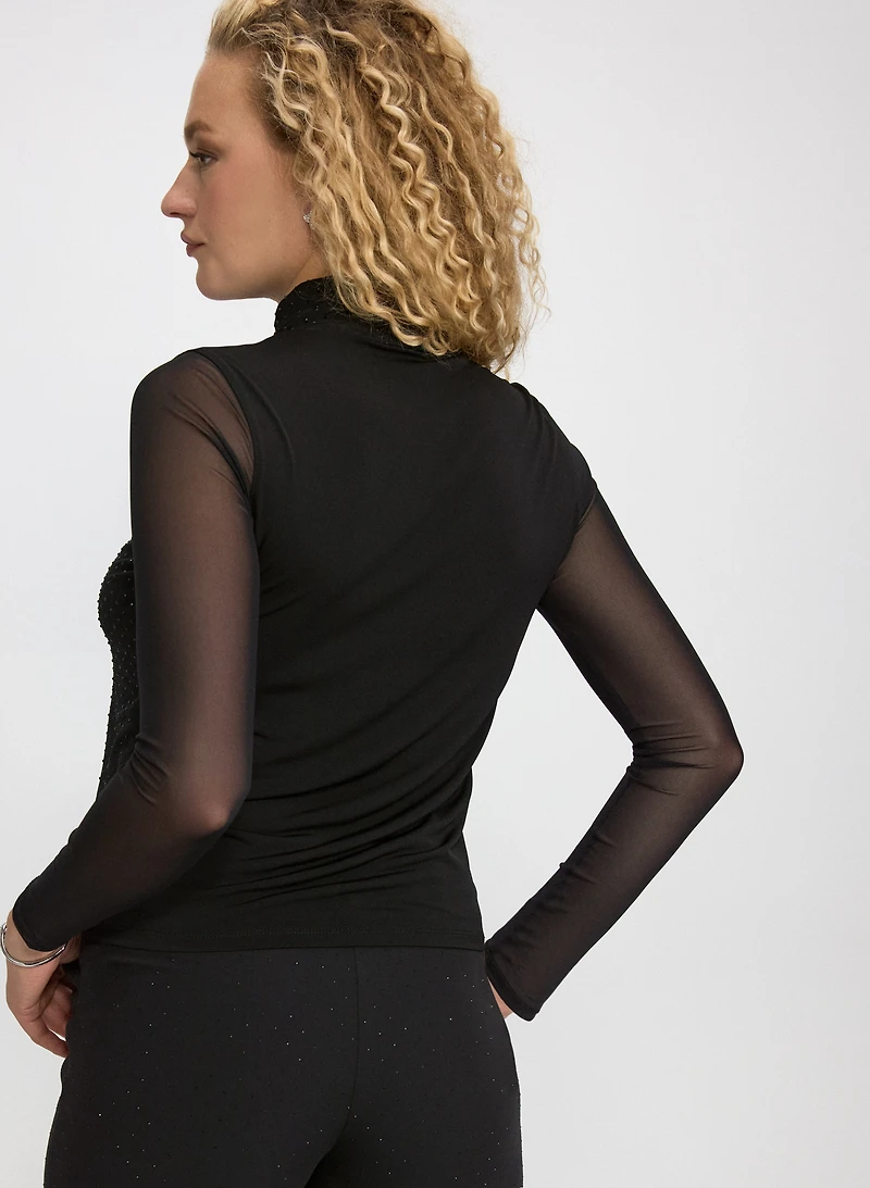 Mesh Tonal Embellished Top