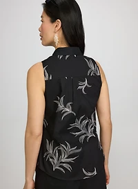 Chemisier à broderies de feuilles