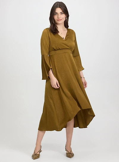 Faux-Suede Bell Sleeve Dress