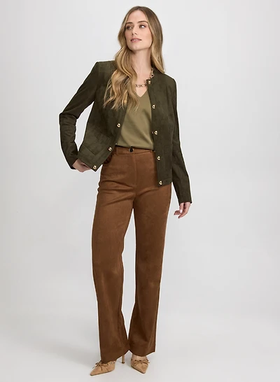 Faux-Suede Dome Button Jacke et Lily Faux-Suede Pant