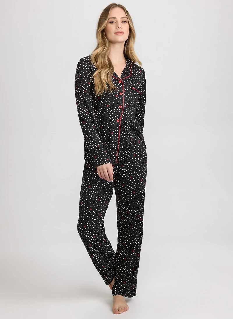 Dot & Heart Print Pyjama Set