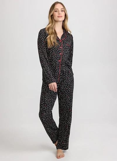 Dot & Heart Print Pyjama Set