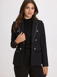 Vegan Leather Trim Blazer