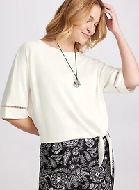 3/4 Sleeve Openwork Top