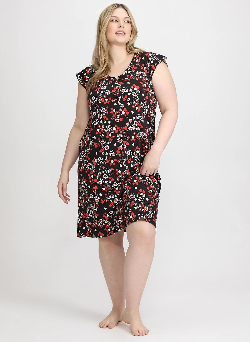Floral & Heart Print Nightgown