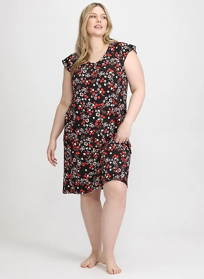 Floral & Heart Print Nightgown