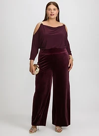 Haut en maillons de chaine et pantalon à enfiler en velours