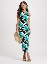 Robe midi à motif tropical