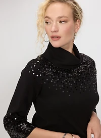 Sequined Cowl Neck Sweater