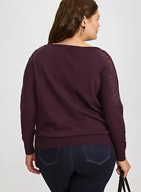Mesh & Rhinestone Sleeve Sweater