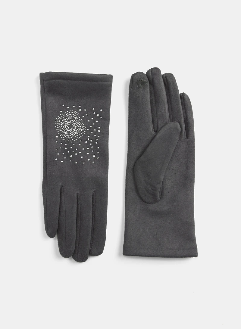 Gants en suède végane avec cristaux 