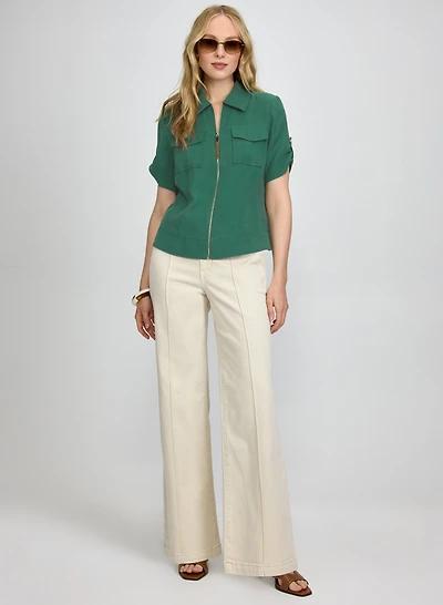 Short Sleeve Jacket & Pinched Seam Trouser Jeans