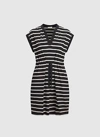Striped Drawstring Waist Dress