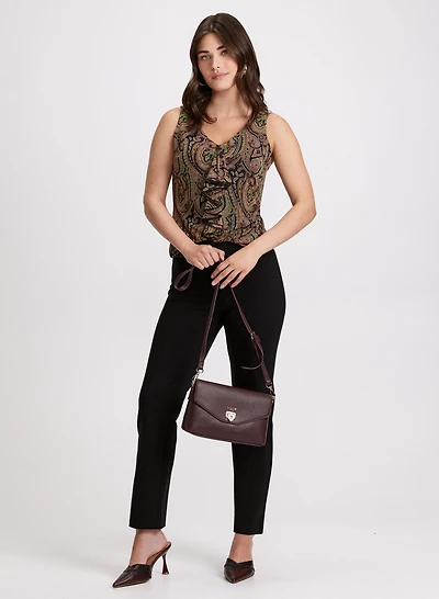 Paisley Print Top & Straight-Leg Pants