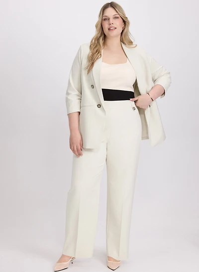 Shawl Collar Blazer & Olivia Pull-On Wide-Leg Pants