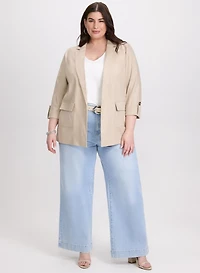 Blazer en mélange de lin et jean large