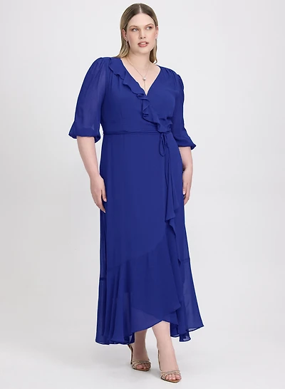 Robe en chiffon à effet portefeuille