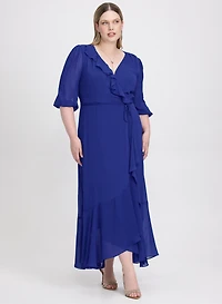 Robe en chiffon à effet portefeuille