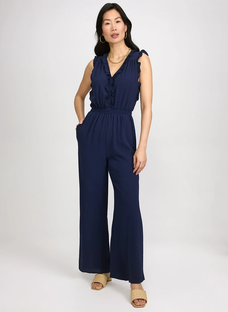 Frilled Trim Jumpsuit - Short