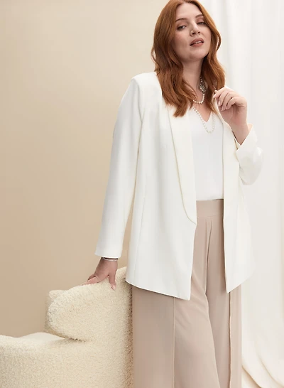 Blazer à col châle et pantalon à superposition en chiffon