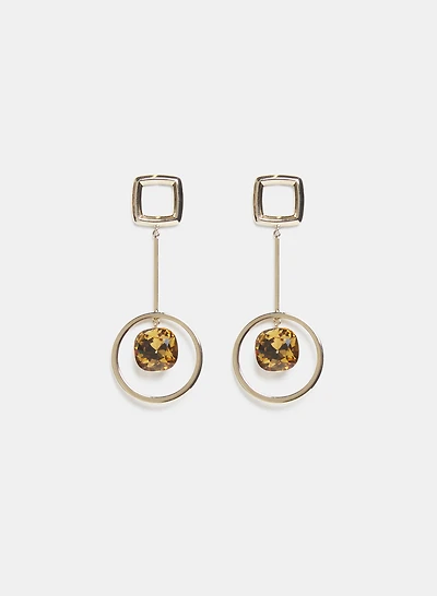 Faceted Stone Drop Earrings