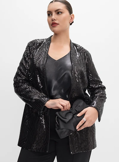 Sequined Open-Front Jacket