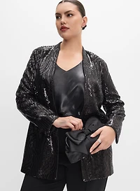Sequined Open-Front Jacket