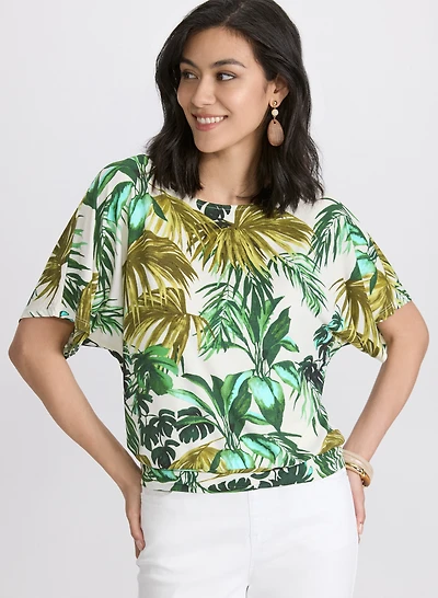 Haut à motif de feuilles tropicales