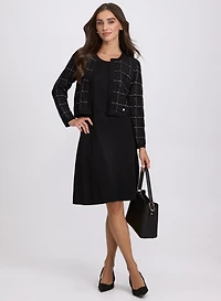 Plaid Jacket & Knit Dress