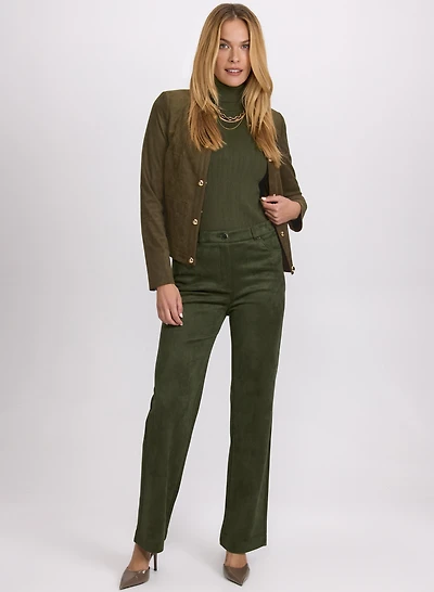 Faux-Suede Jacket & Lily Straight-Leg Pants