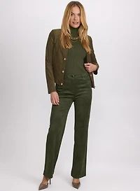 Faux-Suede Jacket & Lily Straight-Leg Pants