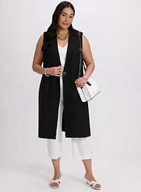 Veste longue sans manches et capri à enfiler