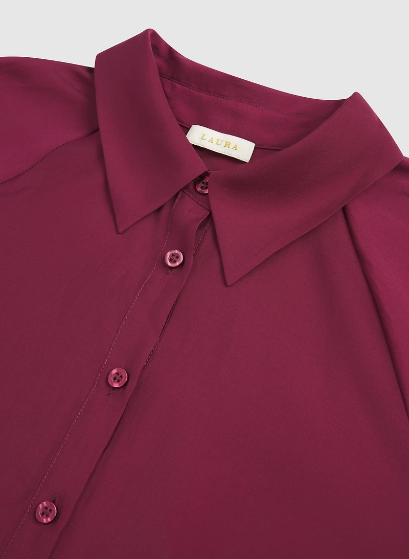 Balloon Sleeve Button-Down Blouse