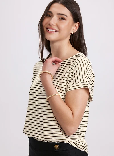 Striped Cap Sleeve T-Shirt
